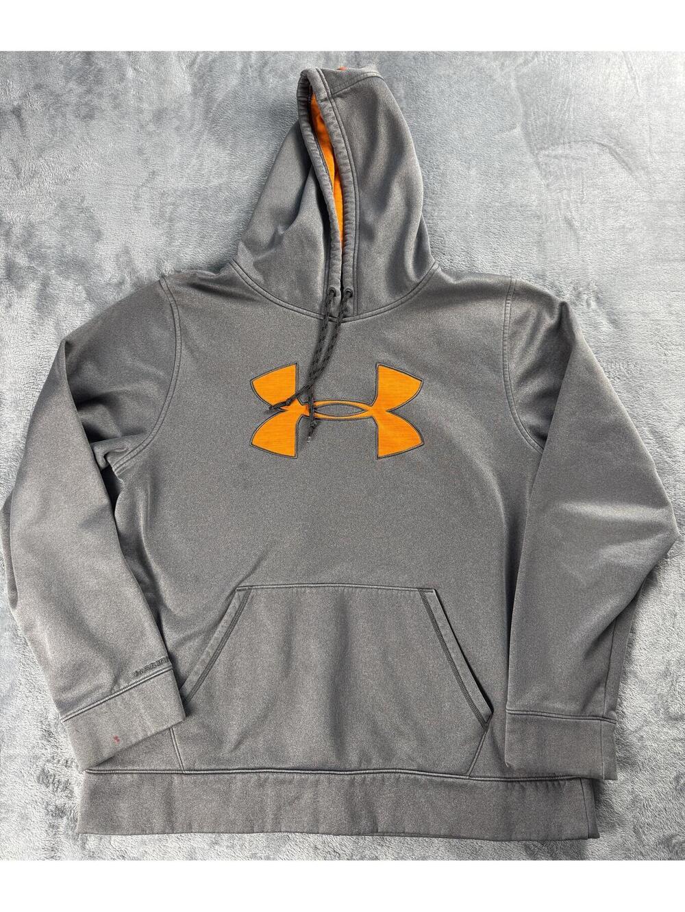Under Armour Sweater Mens L Heater Gray Coldgear Pullover Hoodie Sweatshirt
